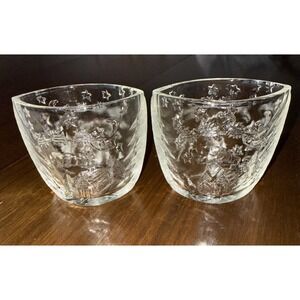 2-Vintage KIG Indonesia Embossed Christmas Reindeer Candle Holder, Oval Shaped